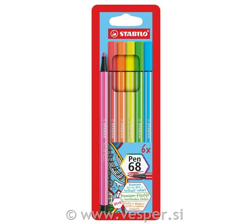 STABILO FLOM. 1,0 PEN 68 NEON SET 1/6