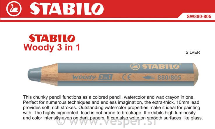 STABILO BARVICA WOODY 880/805 SREBRNA