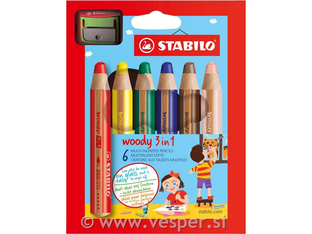 STABILO BARVICE WOODY 3V1 1/6 + Šilček