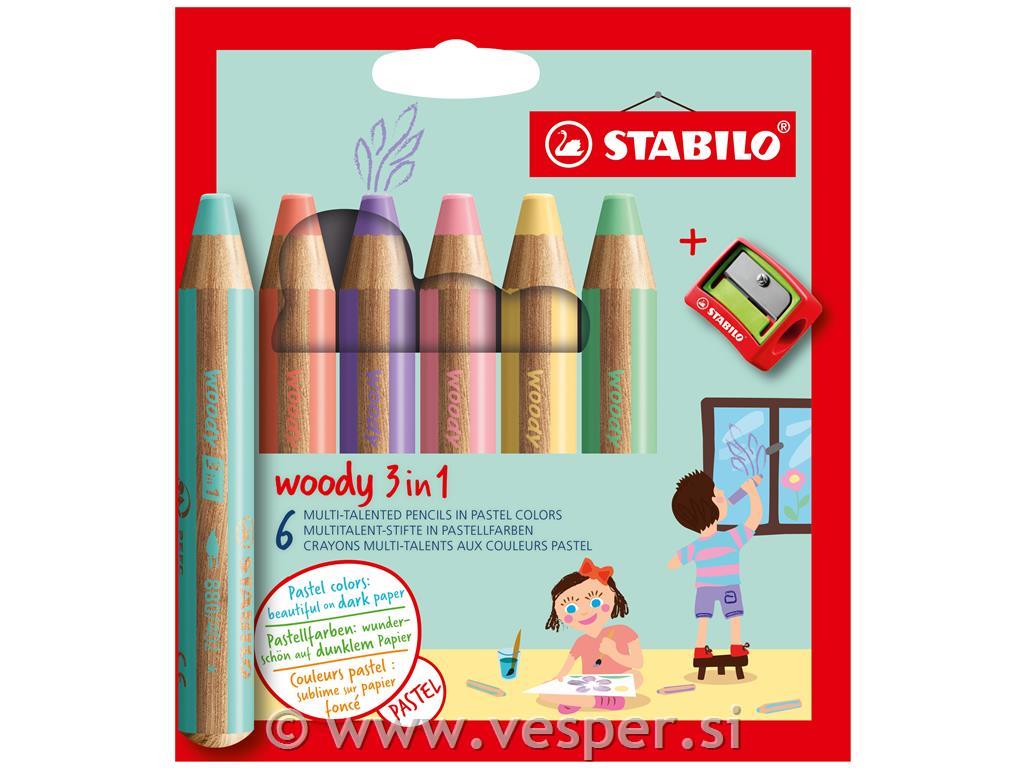 STABILO BARVICE WOODY 3V1 1/6 + Šilček